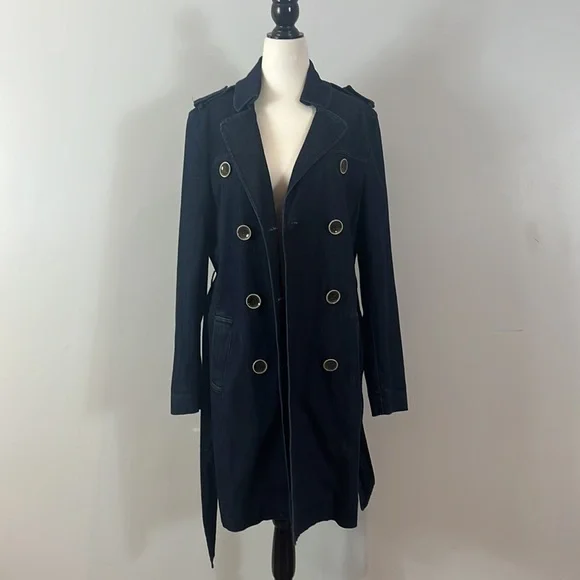 Luisa Cerano Denim Trench Coat Jacket - Picture 8 of 16